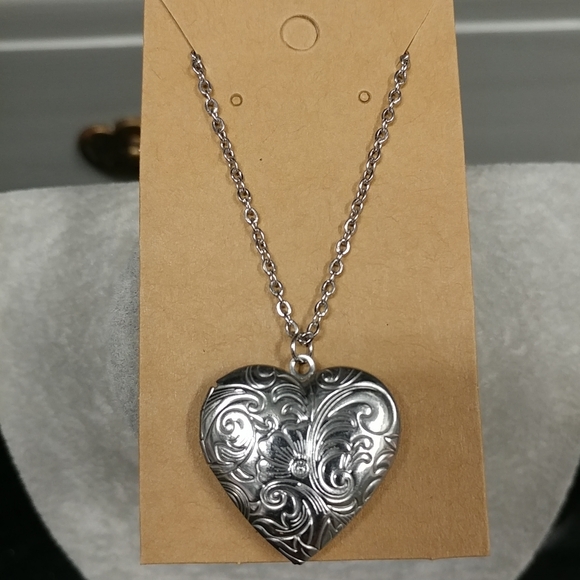 Heart Locket Stainless-Steel Pendant Photo Frame Charm Necklace Stainless Steel - Picture 12 of 14